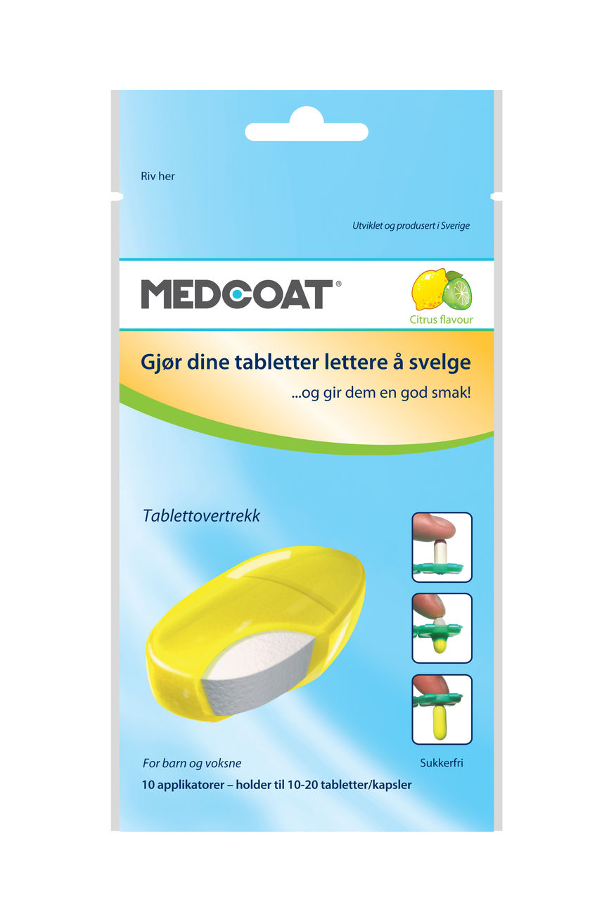 Medcoat tablettovertrekk  sitrus - 10 pk