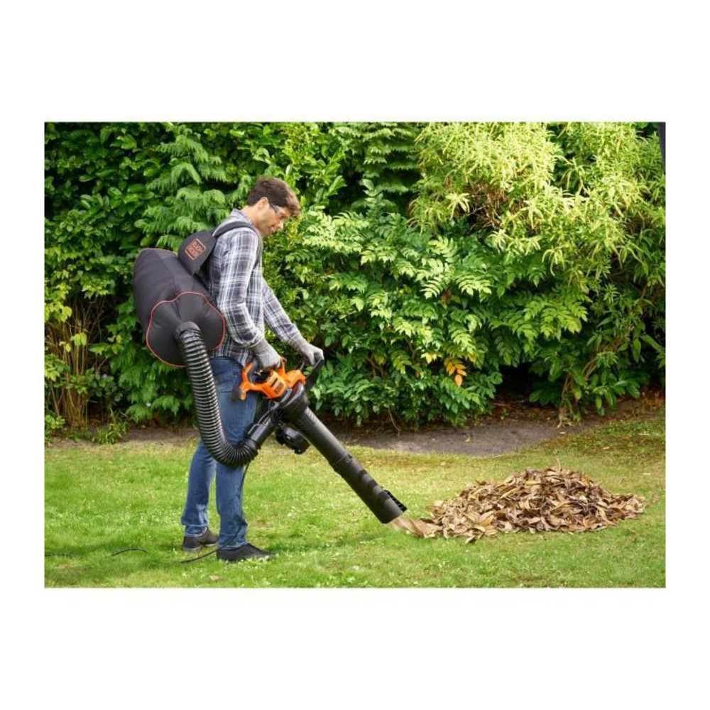 Black+decker - aspirateur, souffleur, broyeur de feuilles filaire 3000w - beblv300-qs – livré avec tuyau flexible et sac a do