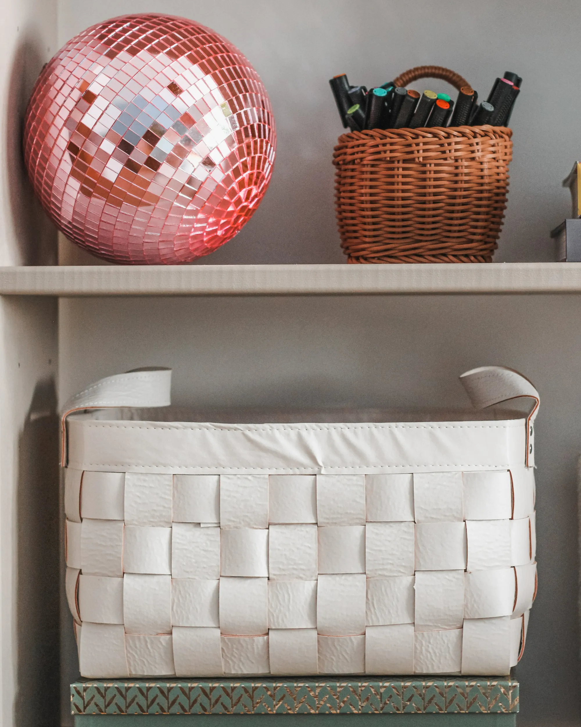 Set van 2 manden SIPPAR Kunstleer Beige