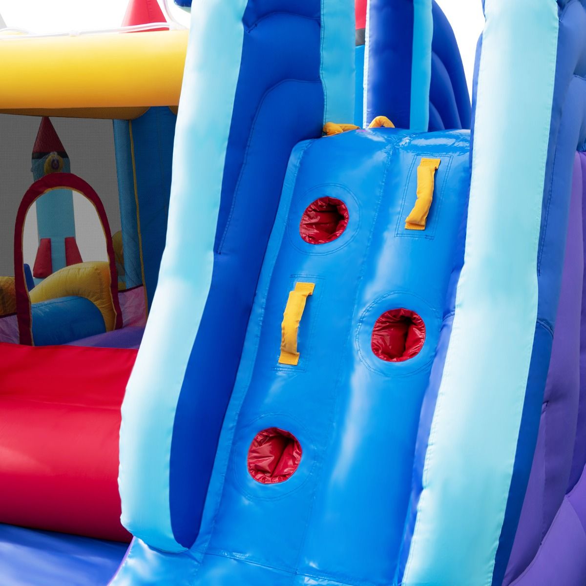 Château Gonflable à Toboggans Aquatiques Thème de La Fusée pour Enfants Piscine Zone de Saut Pistolet à Eau Escalade Souffleur de 850 W Multicolore - Lidl-Manfred