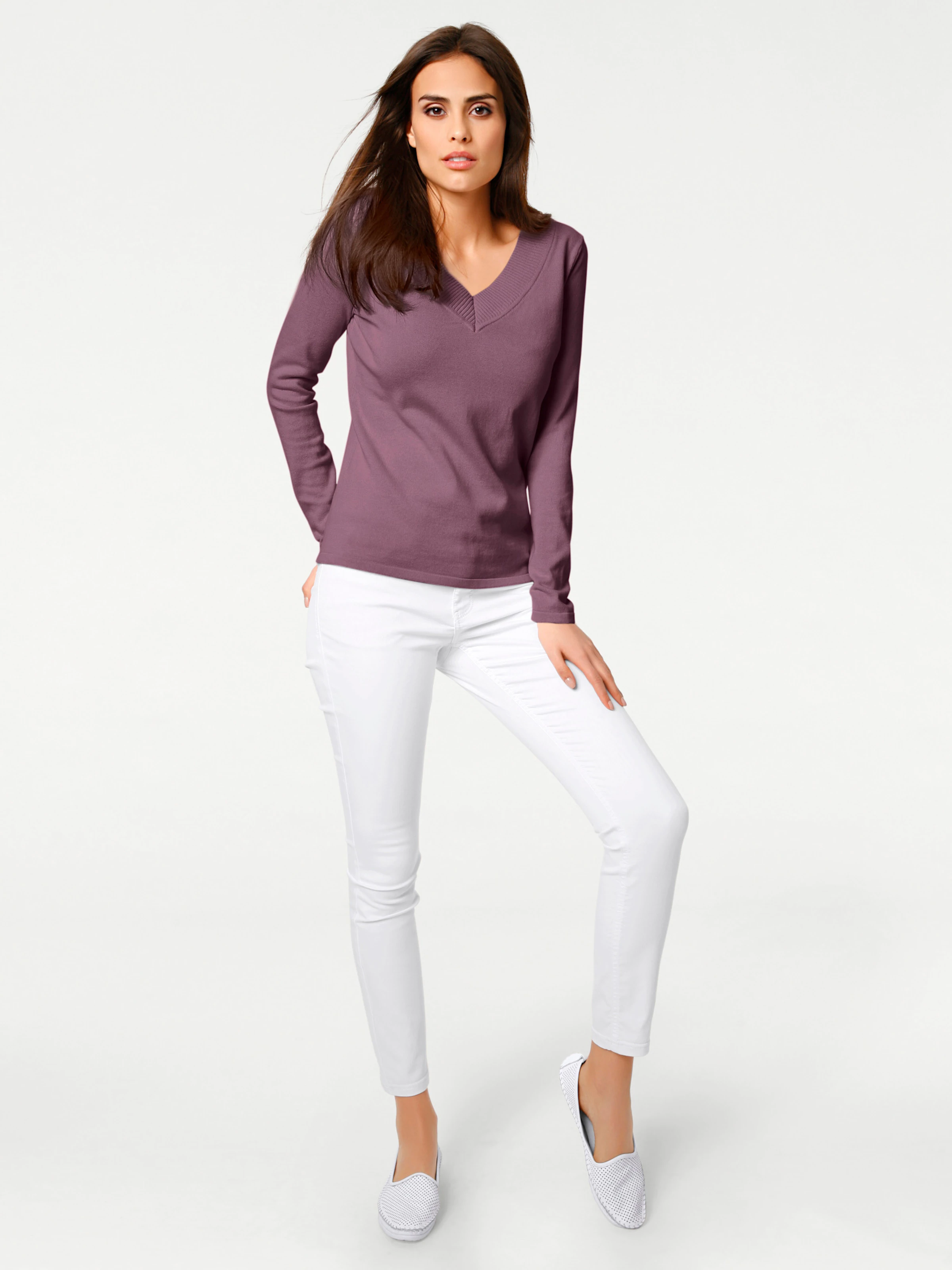 heine V-Pullover in mauve