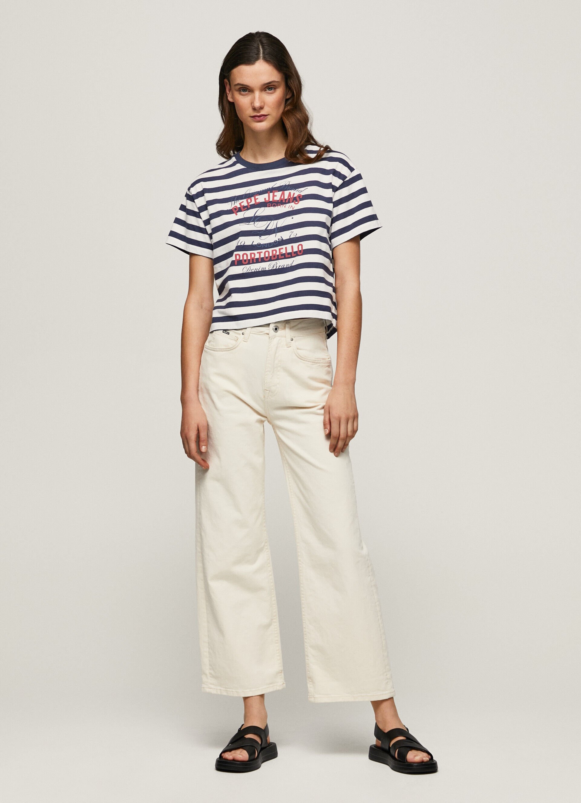 CAMISETA COM ESTAMPA LISTRADA - azul oceano