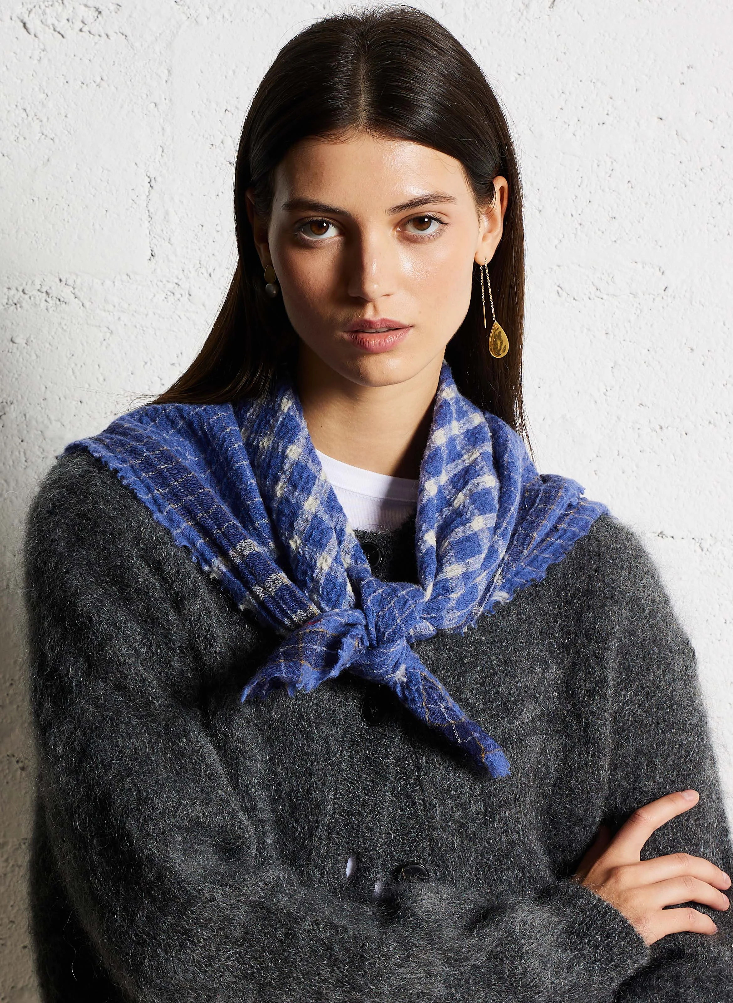 N°744 - Echarpe en laine | Bleu