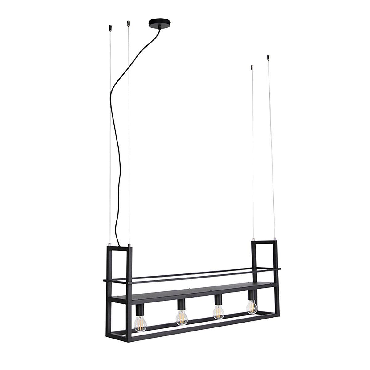 Smart hanglamp zwart met rek incl. 4 Wifi A60 - Cage Rack