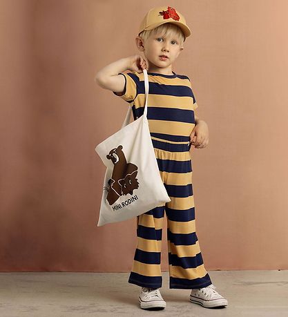 Mini Rodini T-Shirt - Beige/Navy Gestreift