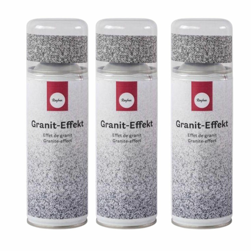 3 sprays de peinture effet granit 200 ml - gris