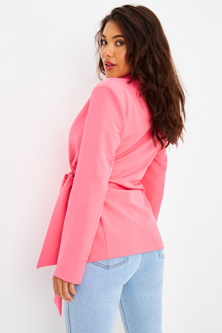 Blazer rose ceinture à nouer
