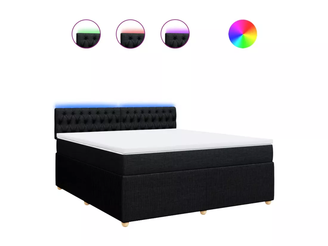 Sommier à lattes de lit avec matelas Noir 180x200 cm Tissu