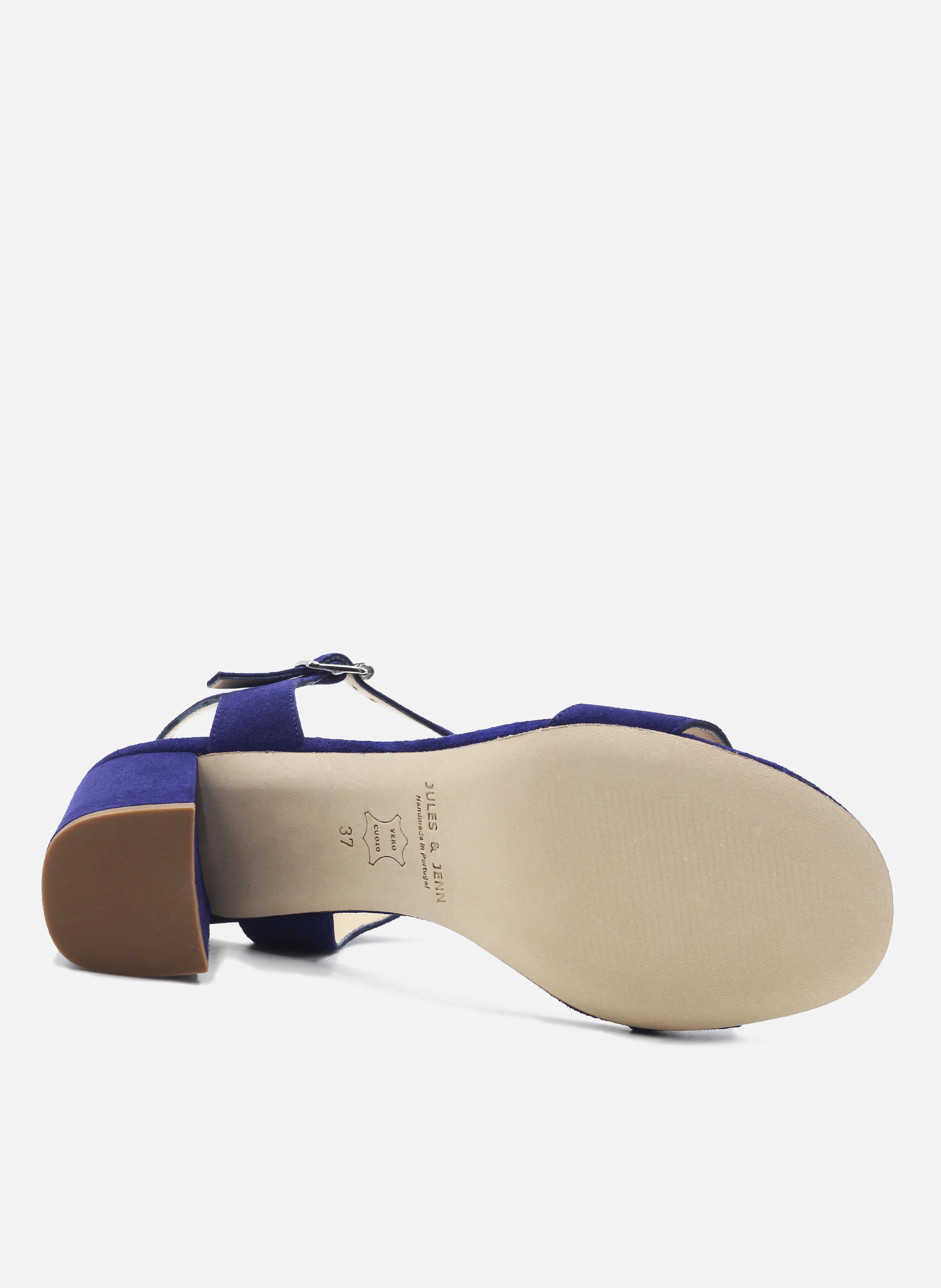 Sandales à talon cuir daim | Bleu