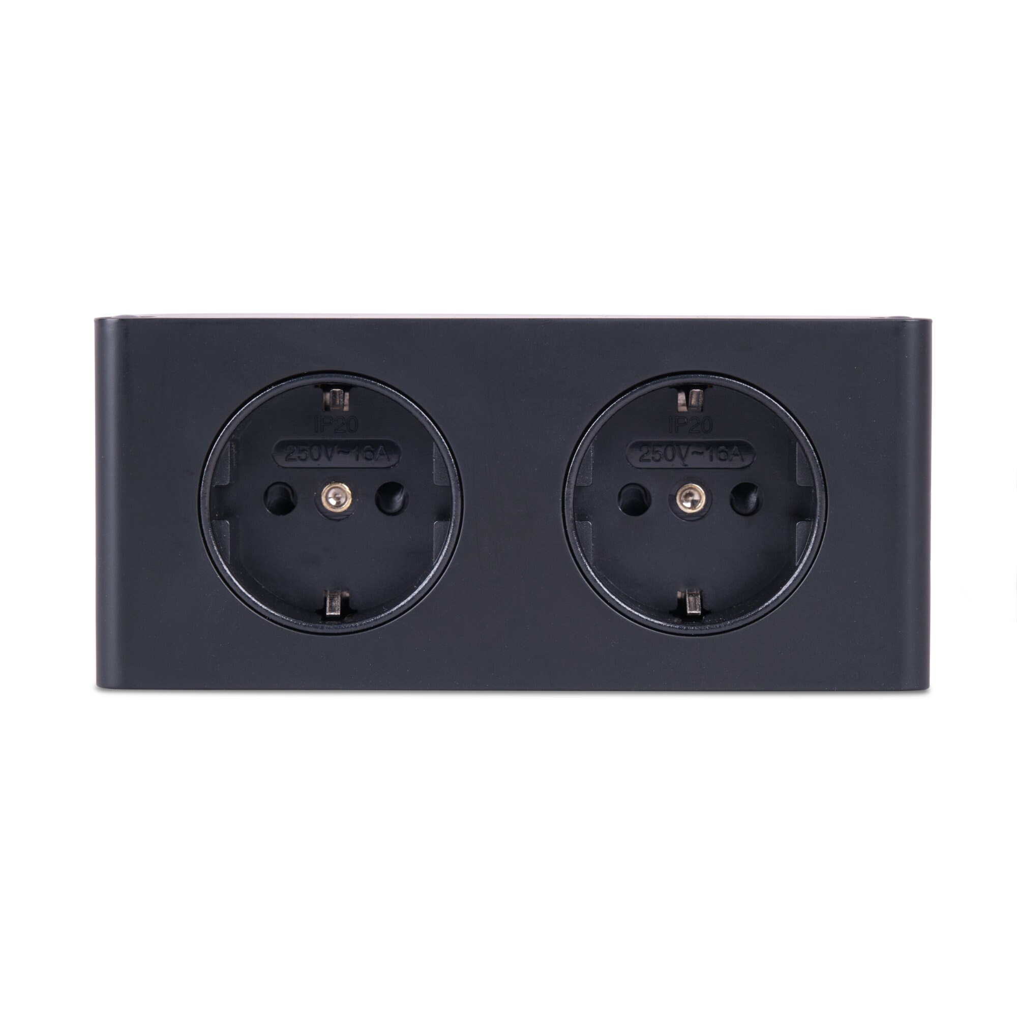 kalb | 2-fach Steckdosenleiste zur Montage, 2x 230V Steckdose 140x46x62.5 mm, Anschlusskabel mit Stecker, schwarz