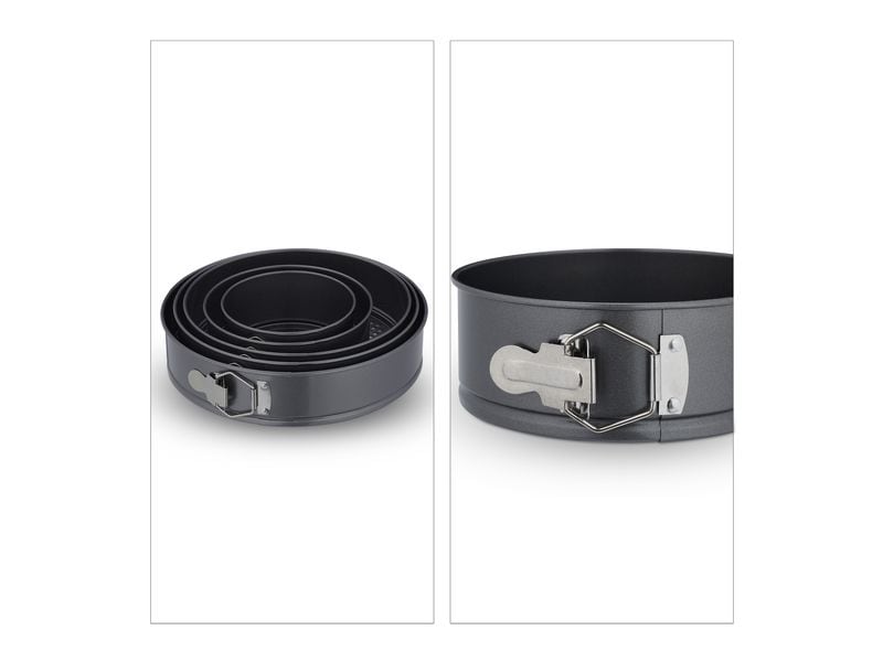 relaxdays Springform 14 cm/18 cm/24 cm/26 cm/28 cm, Anthraz Runde Kuchenbackformen-Set