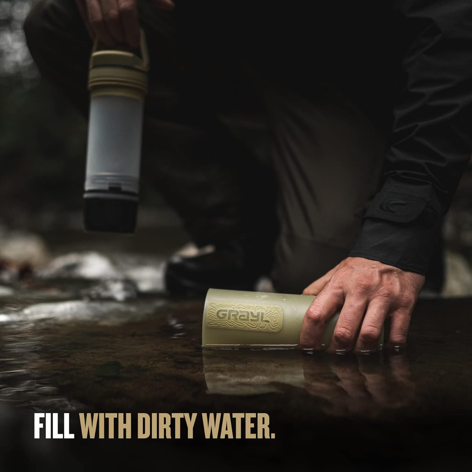 GRAYL UltraPress 16,9 oz Wasserreiniger & Filterflasche für Wandern, Rucksackreisen, Survival, Reisen (Desert Tan)
