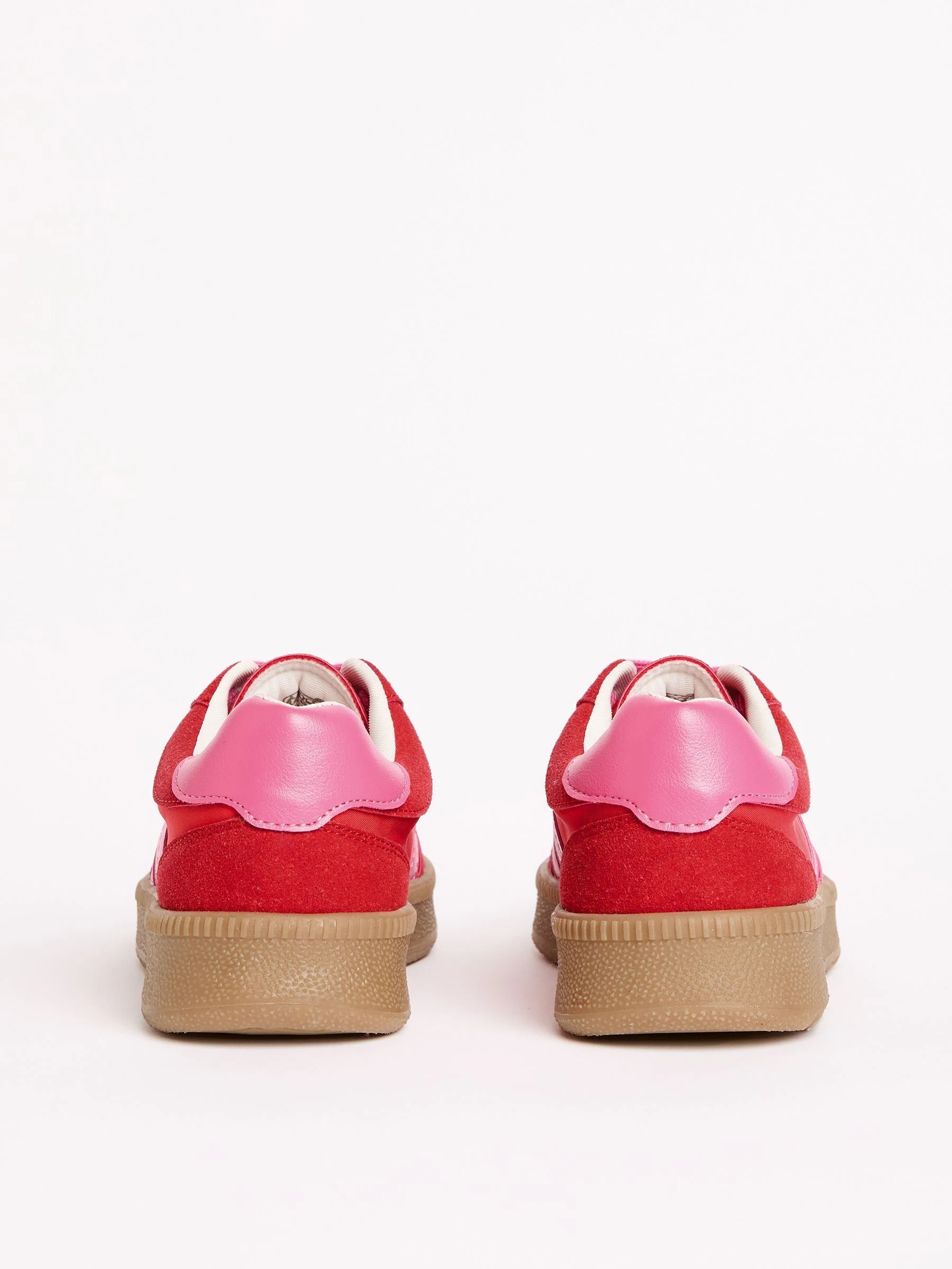 Rood/roze - Friends Like These retro sportschoenen met veters en rubberen zool