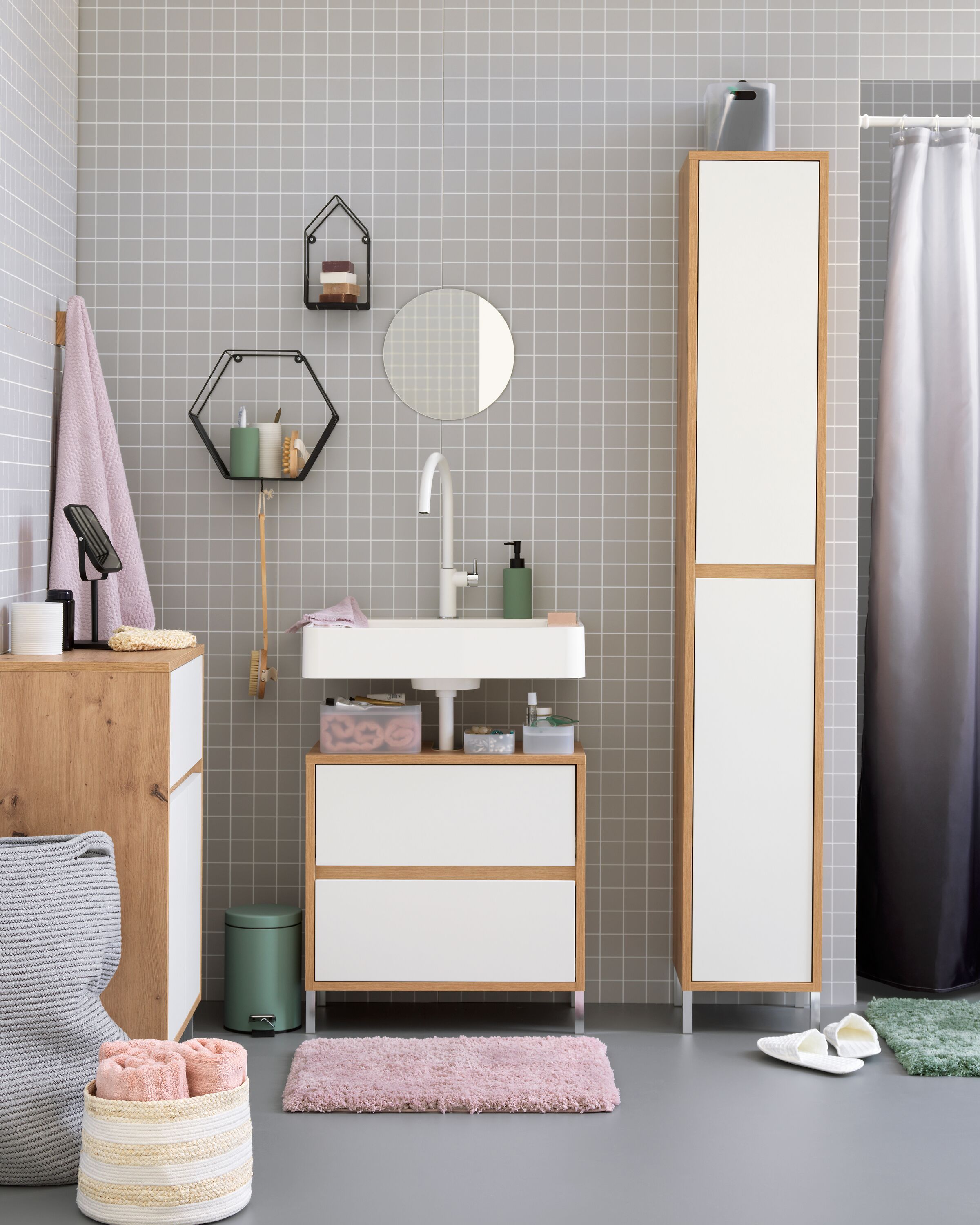 SIERRA Lavaboy - Eiche / Weiss / B: 80.0 cm x T: 35.0 cm x H: 60.0 cm