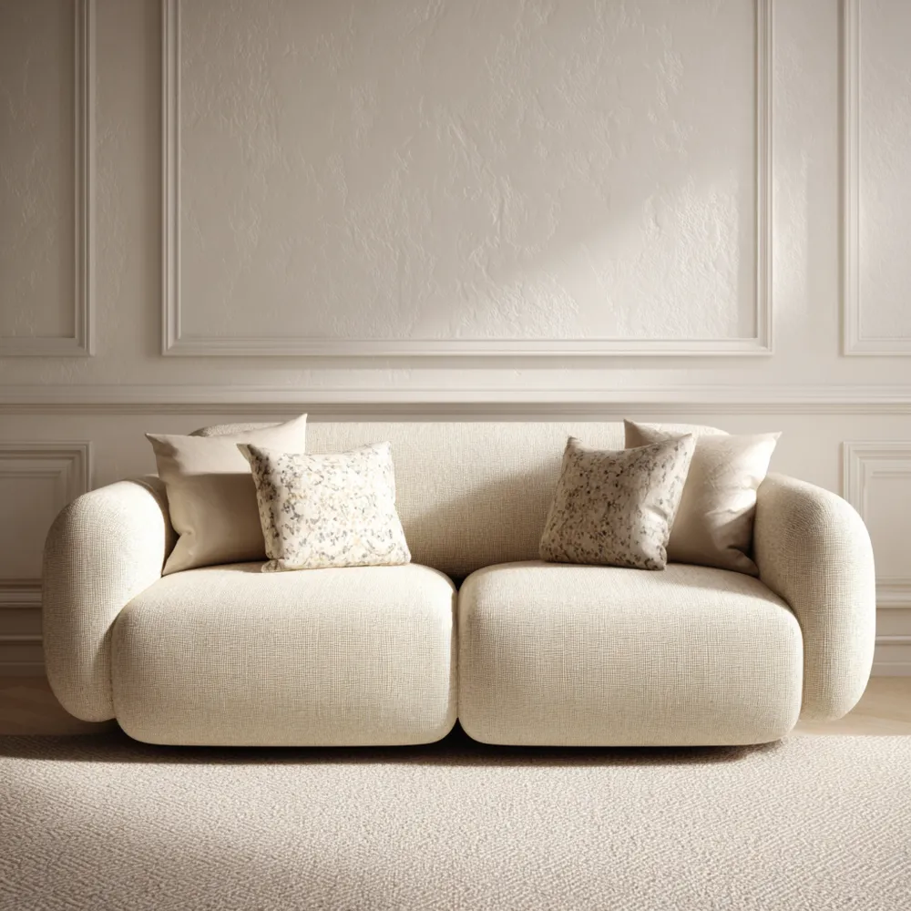 2-Sitzer-Sofa 200x90x85 cm Stoffbezug – Cremefarben – Modernes Design