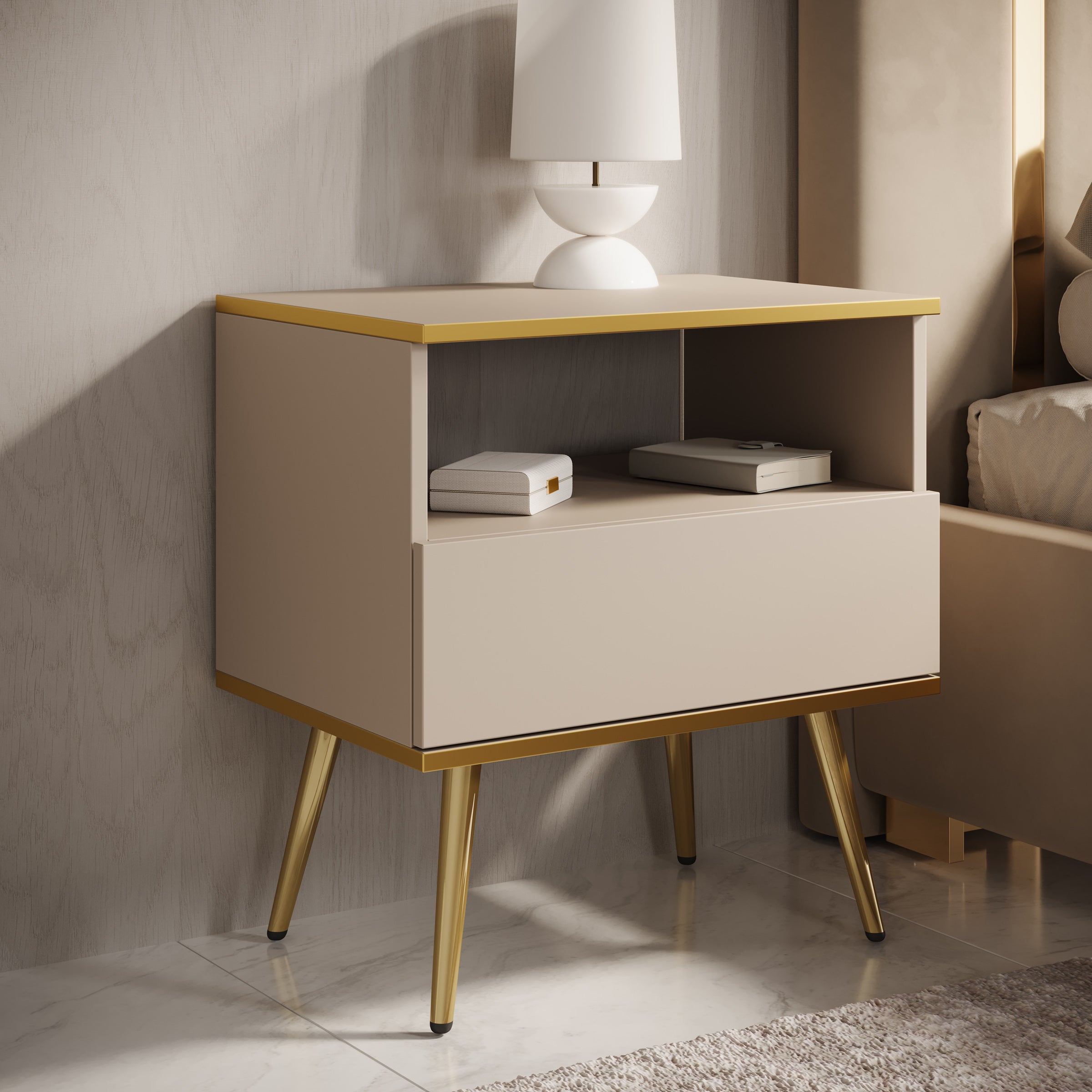 Orleans - Nachtkastje - Beige - 54x39x59 cm