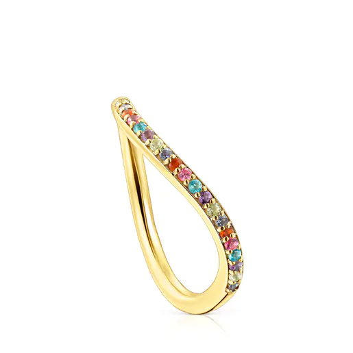 Anel TOUS Vibrant Colors com banho de ouro 18k sobre prata e pedras preciosas.