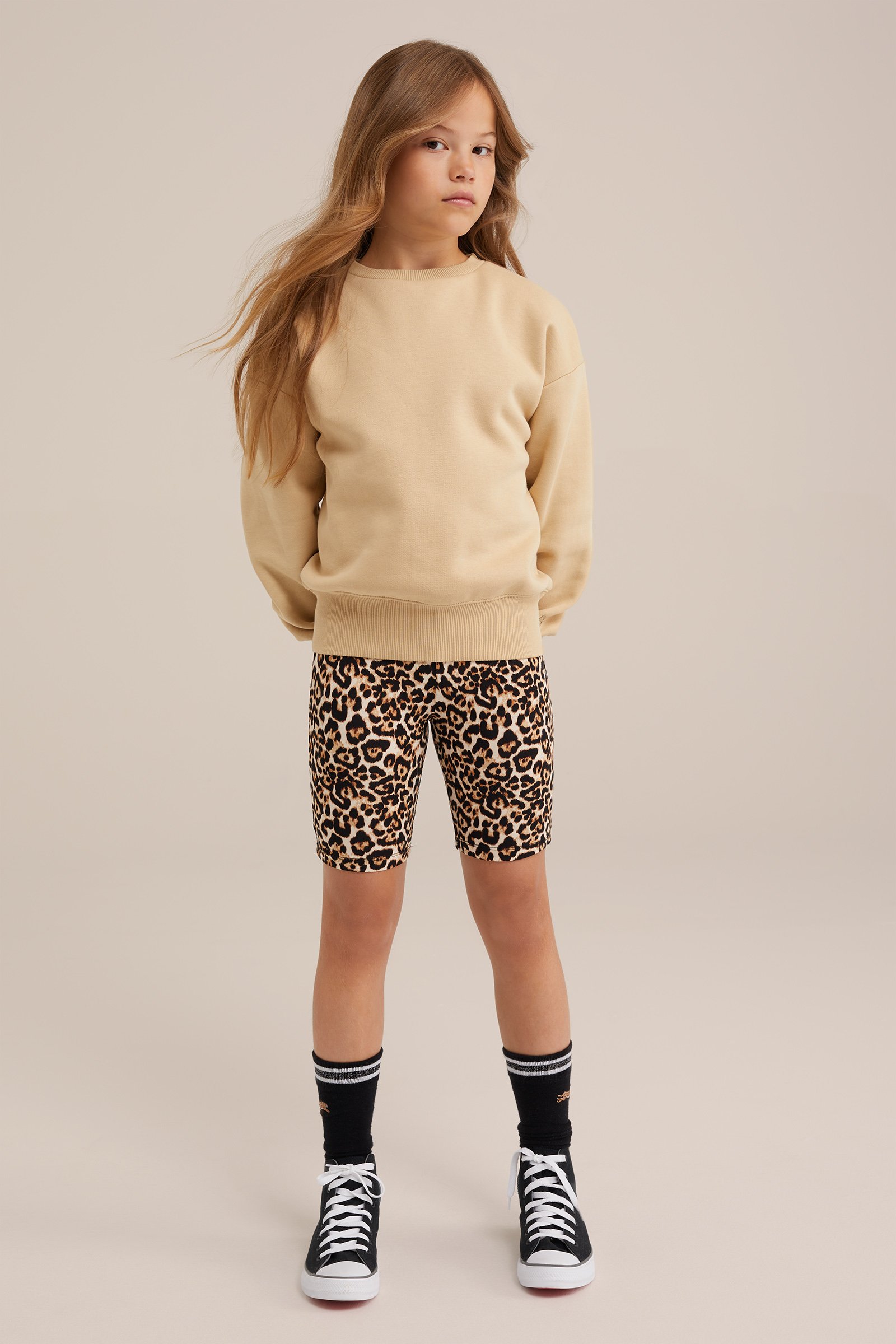 Meisjes korte legging met dessin WE Fashion Beige