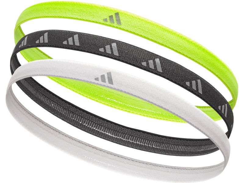 adidas Hairbands Lucid Lemon, Schwarz, Silber Packung mit 3 Haarbändern