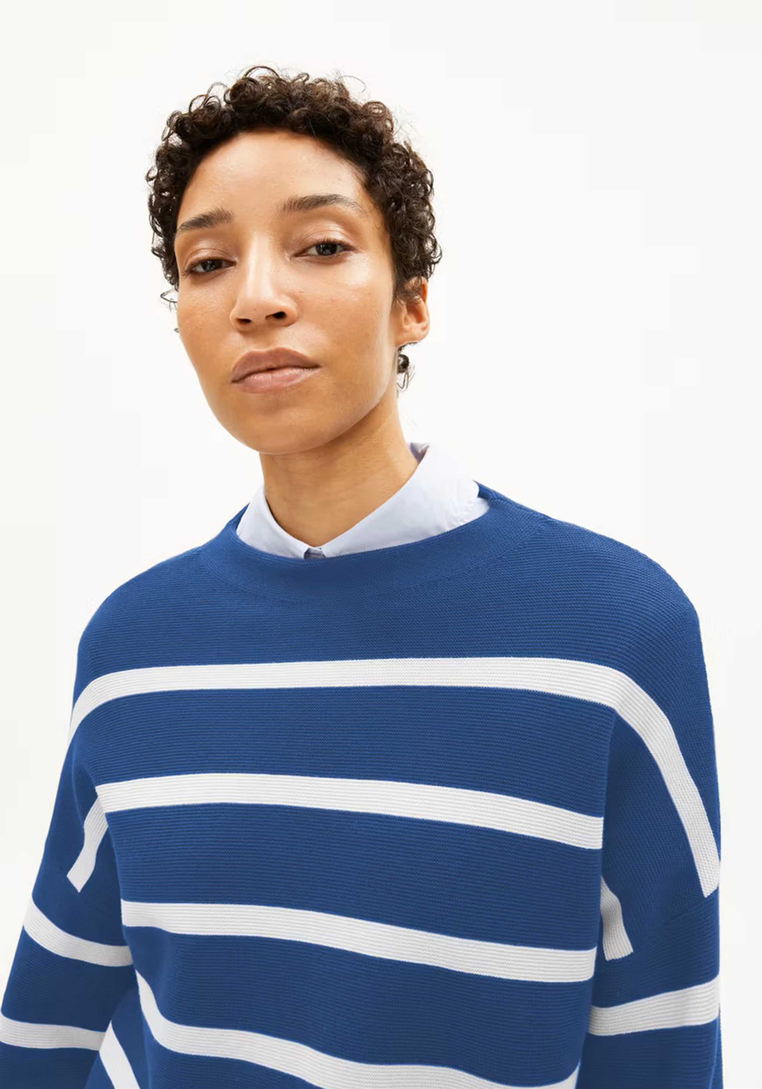 Armedangels Strickpullover Merinaa Stripes Dark Morning-Oatmilk