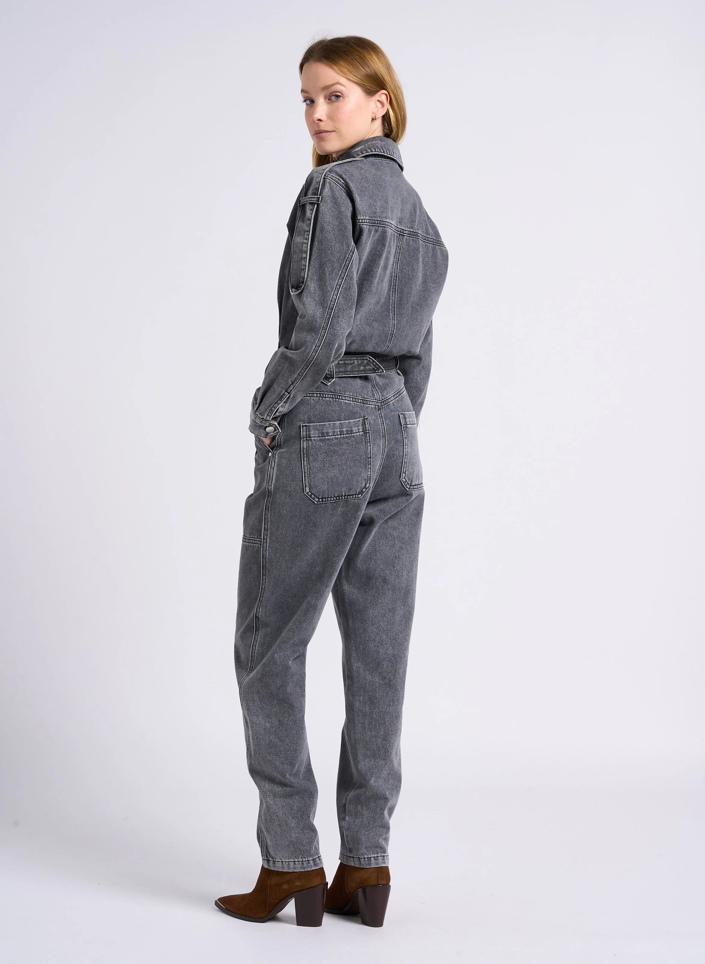 TANGO - Combinaison denim en coton mélangé | Noir