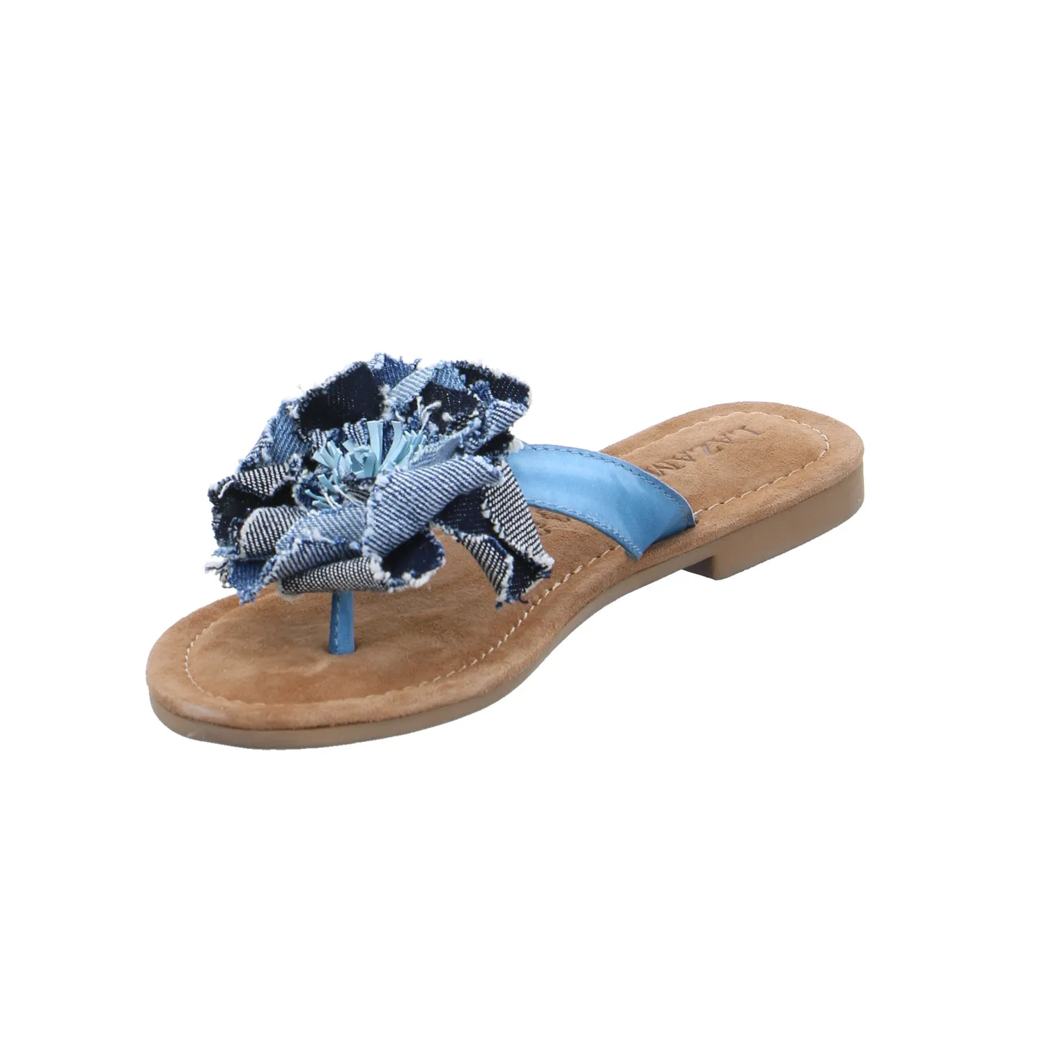 LAZAMANI Zehentrenner-FlipFlop Jeansblau Leder