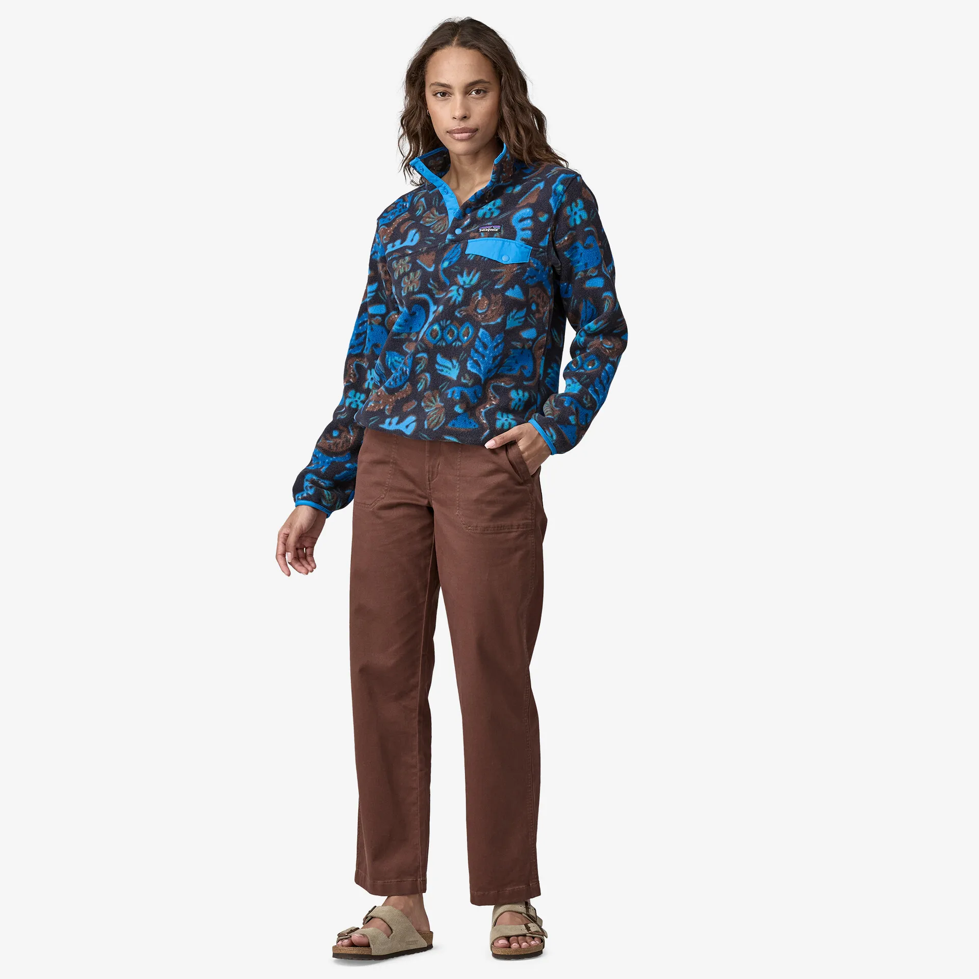 Patagonia W'S Lw Synch Snap-T P/O Across Oceans: Pitch Blue