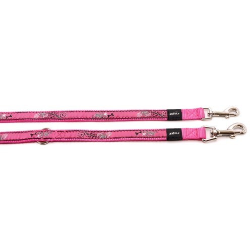 Guia dupla de nylon para patinete para cães, rosa