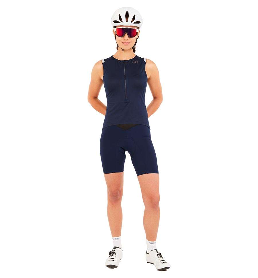 SHER Fulmine 3/4 Zip Fietsshirt Zonder Mouwen Donkerblauw Dames