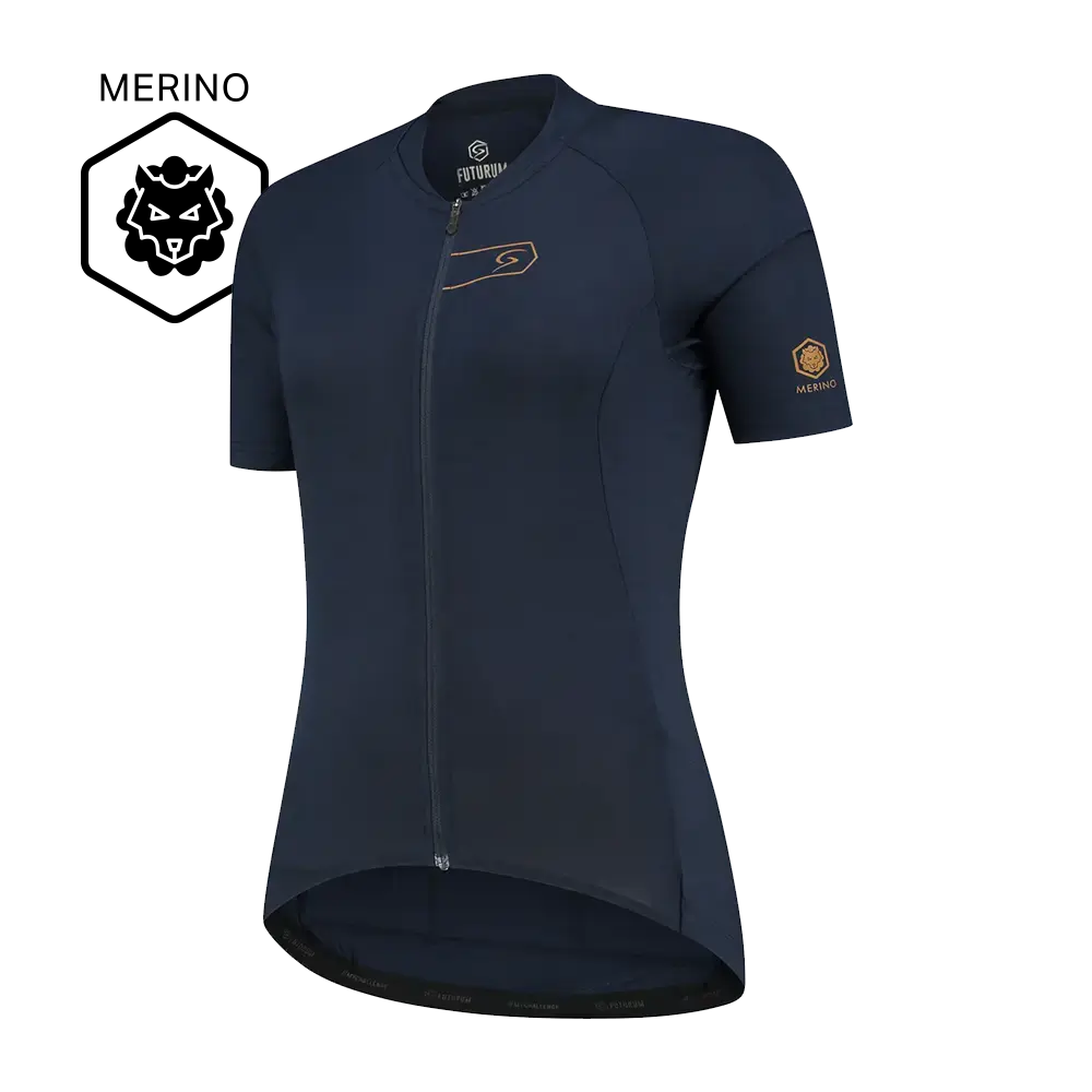 FUTURUM ROSA Merino Fietsshirt Korte Mouwen Donkerblauw Dames
