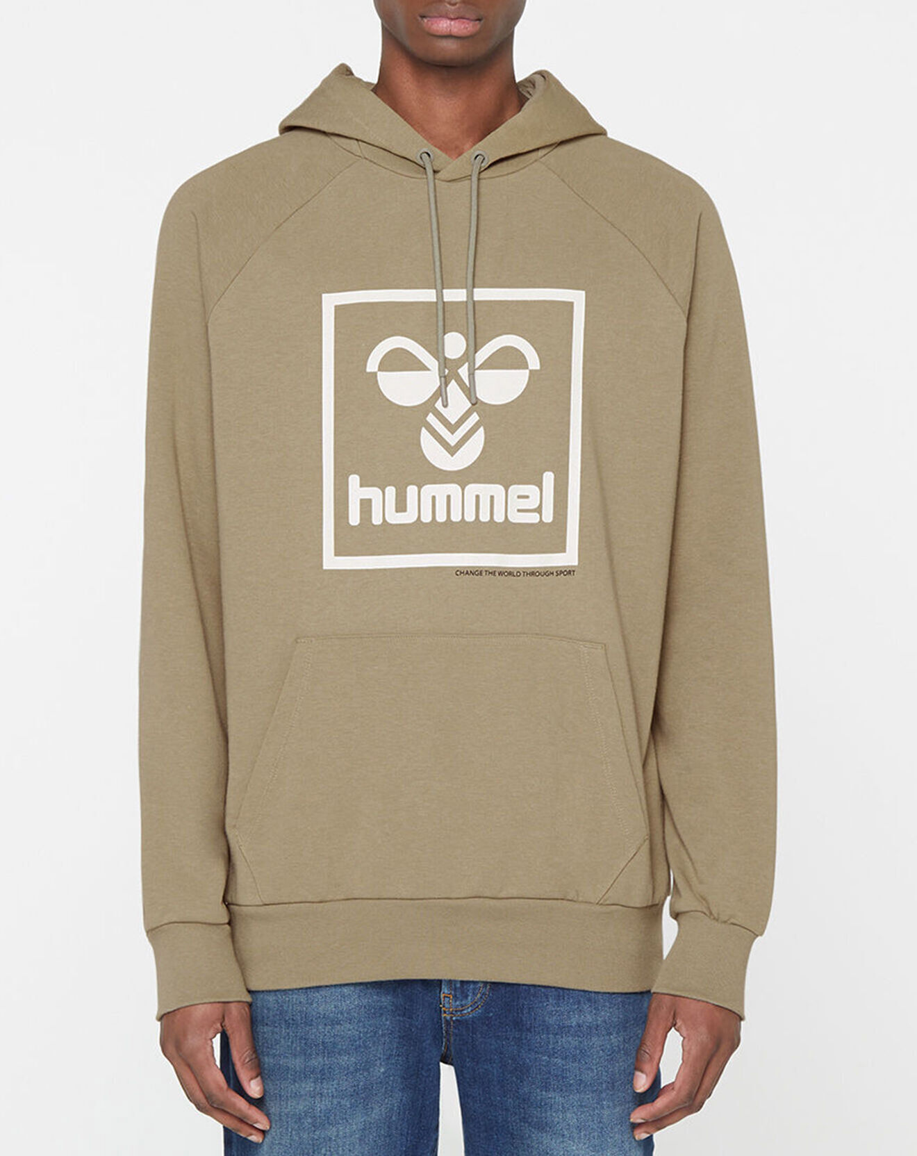 Hummel Sweat à capuche en Coton mélangé logo kaki clair