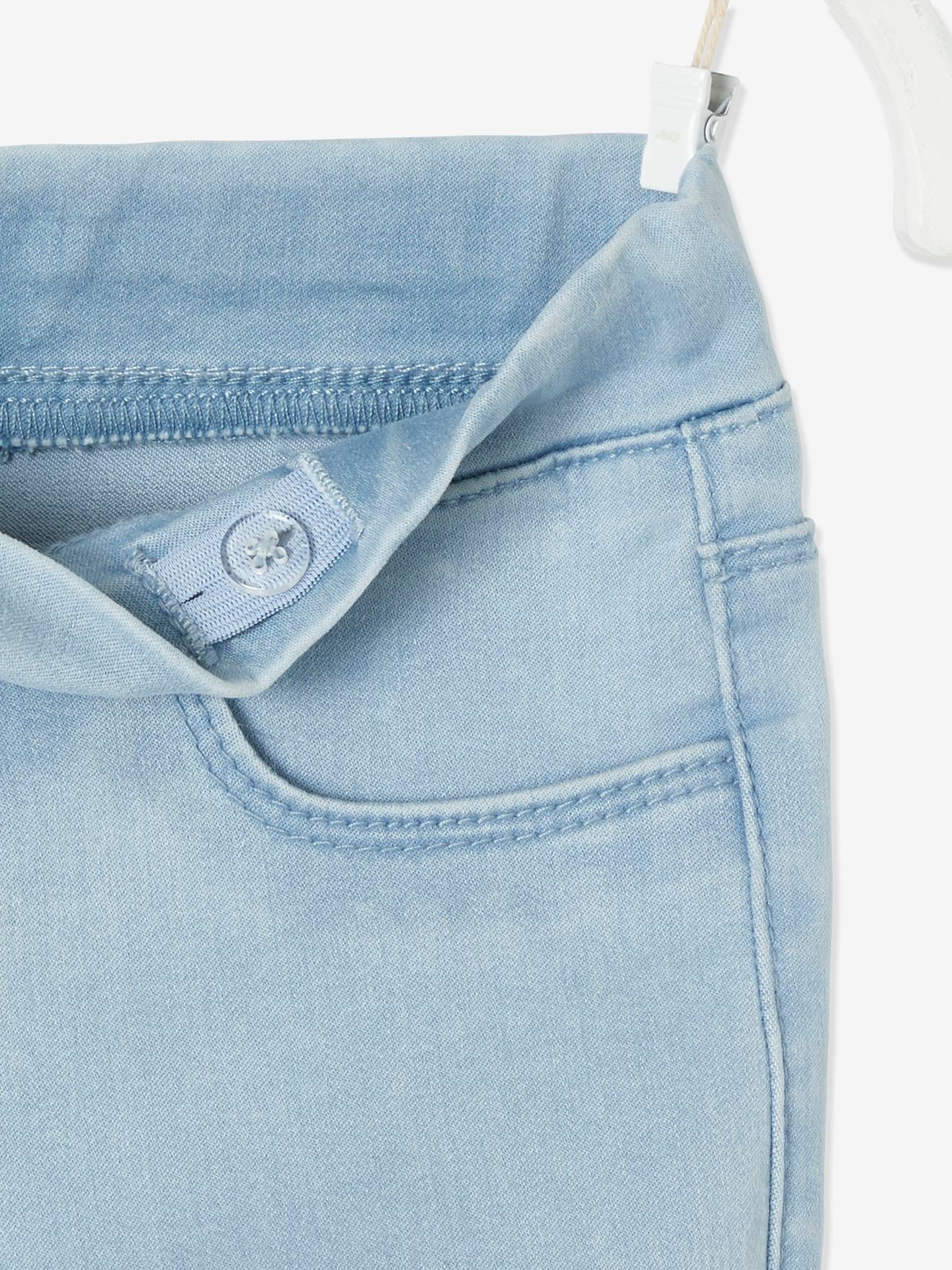 Calça legging jeans sem lavagem para meninas, lavagem cinza média
