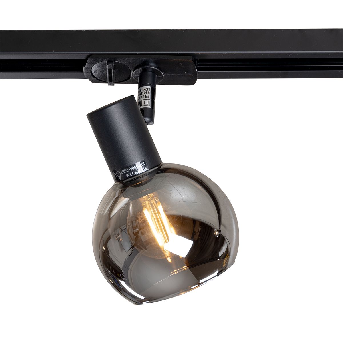 Modern railsysteem met 5 spots zwart 1-fase - Iconic Lava