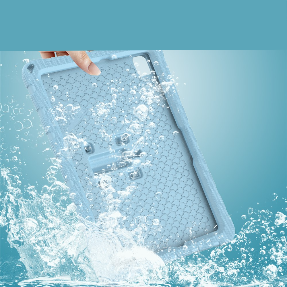 Samsung Galaxy Tab A11  Plus / A9  Plus Stossfeste Kinder Schaumstoff Hülle mit Griff   Schmetterling Kickstand - Hellblau