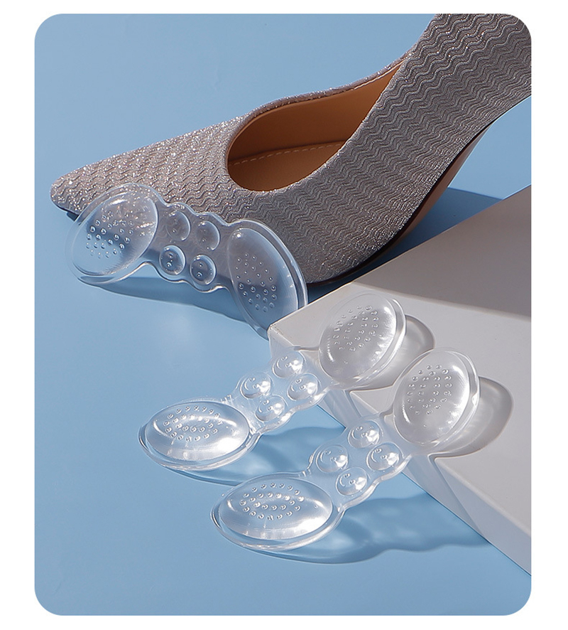 (1 Paar) 6mm Ultraweiche Silikon Gelpad Fersen Einlage Anti-Rutsch / Massage Einlagen für High Heels - Transparent