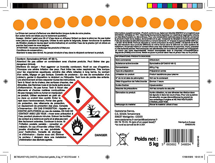Traitement pour piscine chlore lent V2 en galets 5kg