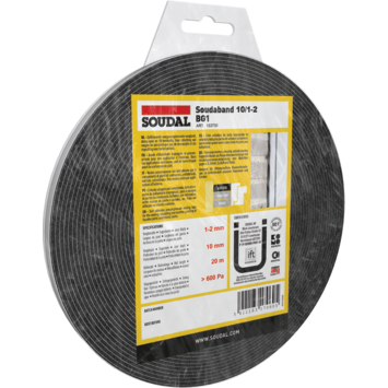 Soudal gecomprimeerde zwelband 1-2mm, 10mm breed en 8m lang