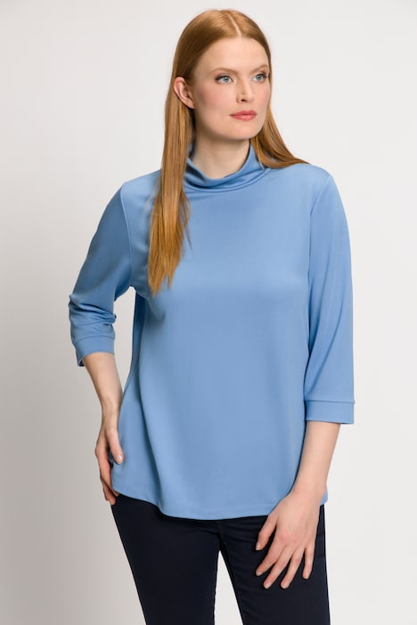 Shirt, Stehkragen, 3/4-Arm, elastische Bündchen, Lyocell