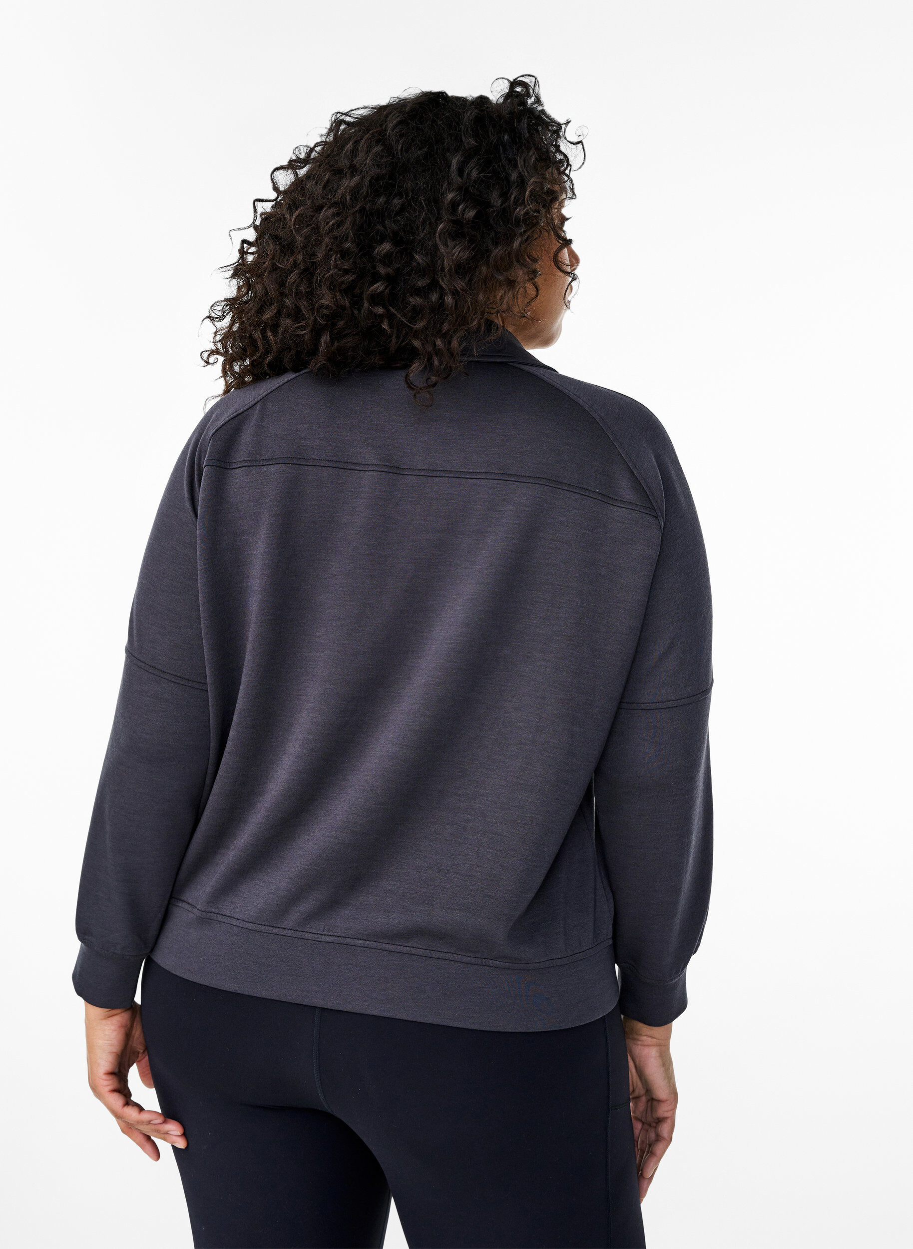Sporty sweatshirt med høj hals og lynlås