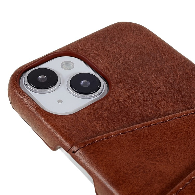 iPhone 14 Leder Hülle Snap Case   Kartenfach - Braun
