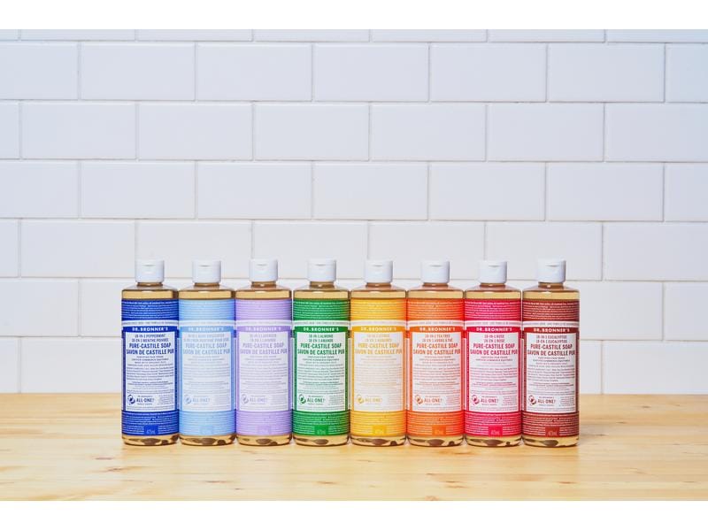 Dr.Bronner's Flüssigseife Pfefferminze 18-In-1 475 ml Natürliche Fair Trade Pflegeseife mit biologischen Ölen und prickelndem Pfefferminzduft