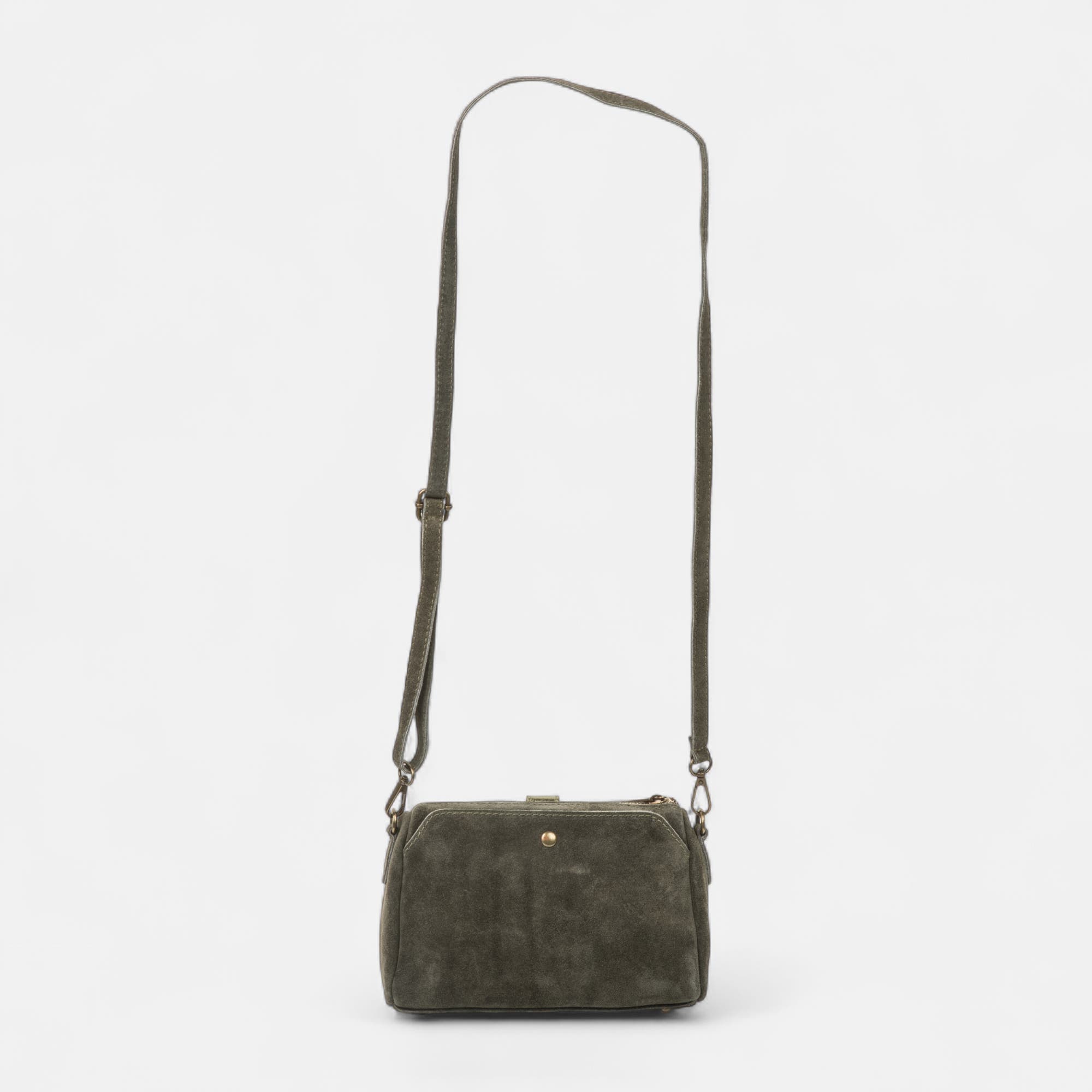 Sac bandoulière en cuir kaki
