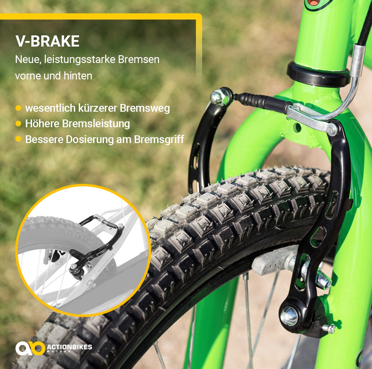 Actionbikes Kinderfahrrad Zombie 20 Zoll, V-Brake-Bremsen, Seitenständer, Reflektoren, Kettenschutz