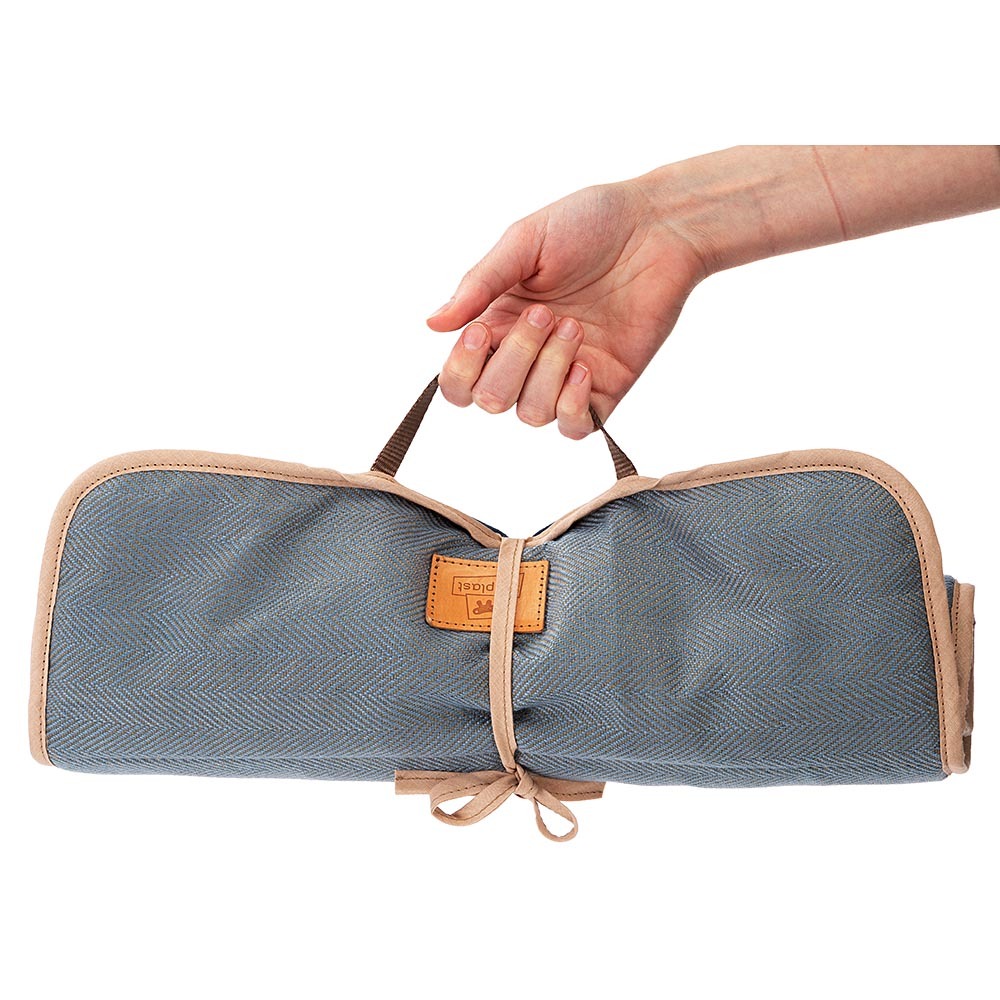 Couverture pour chiens et chats logan 70, double-face, tweed et velours doux, lavable, bleu