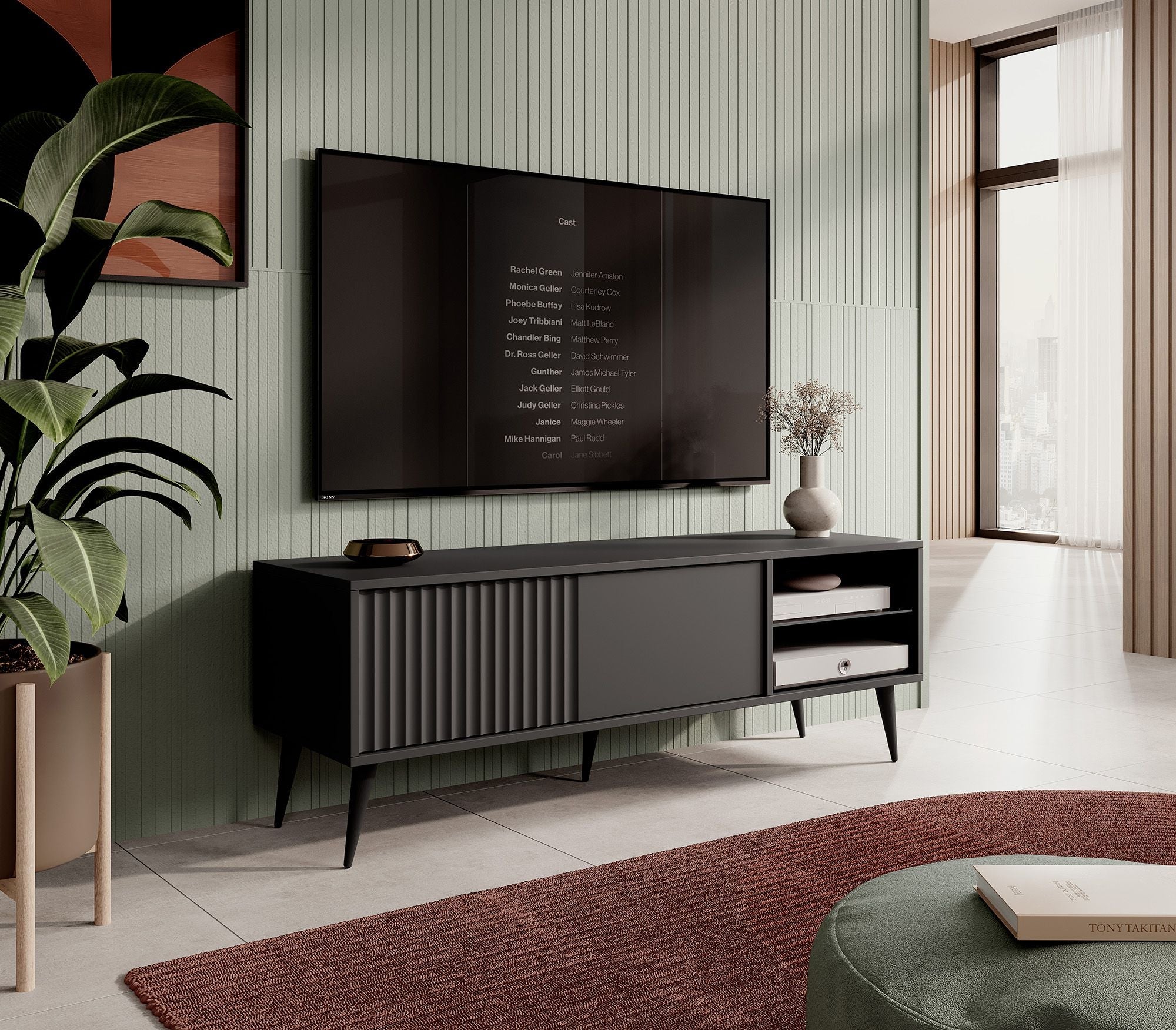 Meubella - TV-Meubel Winq  - Antraciet - 135 cm