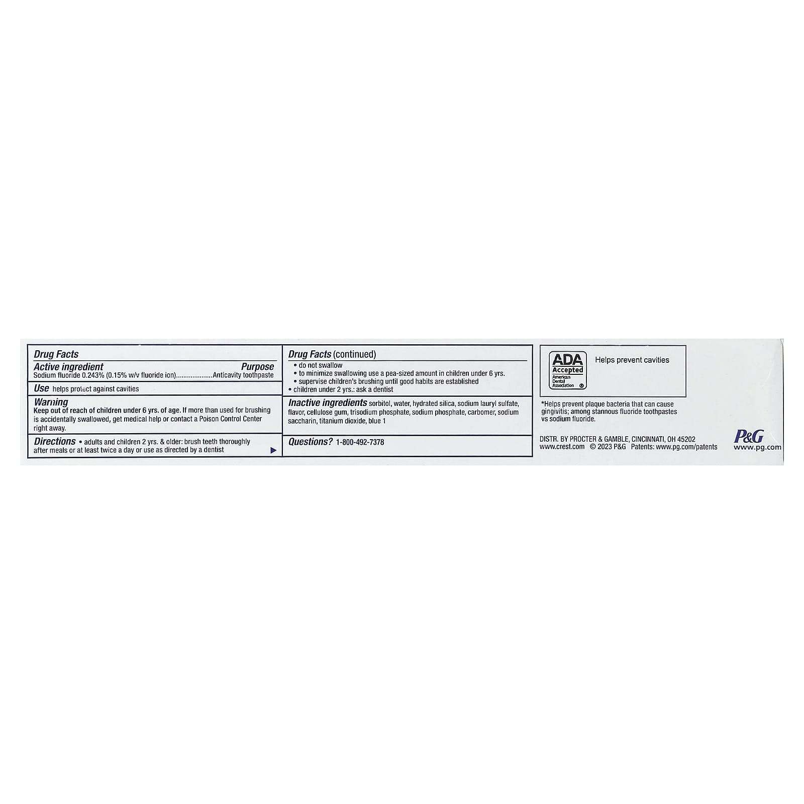 Crest, Bescherming tegen gaatjes, fluoride tandpasta tegen gaatjes, normaal, 161 g