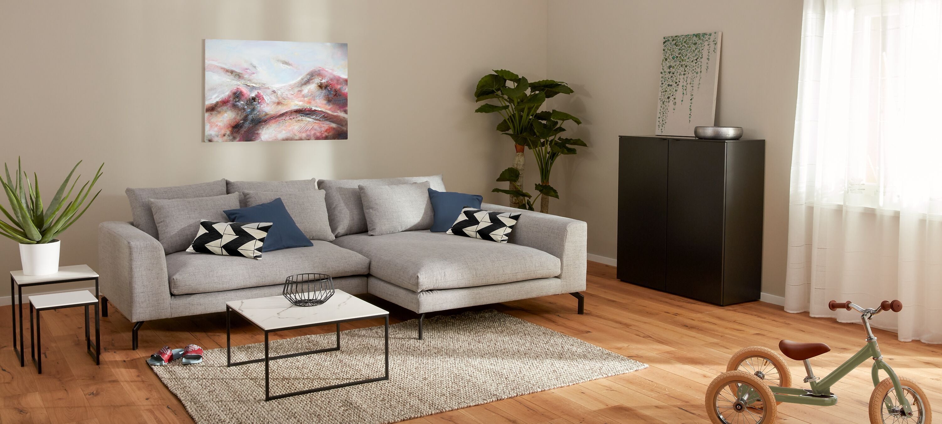 CUNO Ecksofa - Hellgrau / B: 280.0 cm x T: 171.0 cm x H: 80.0 cm