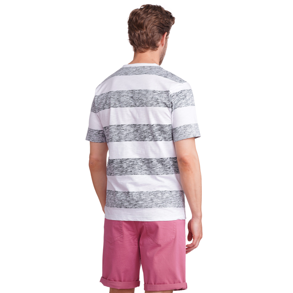 VanVaan Denim Herren T-Shirt mit Blockstreifen dunkelblau / weiss