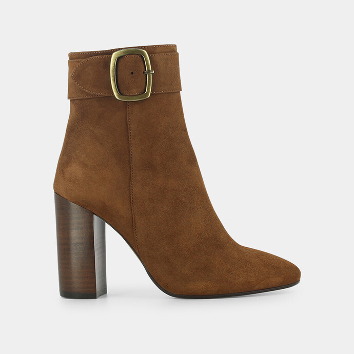 Bottines à talons  en velours marron