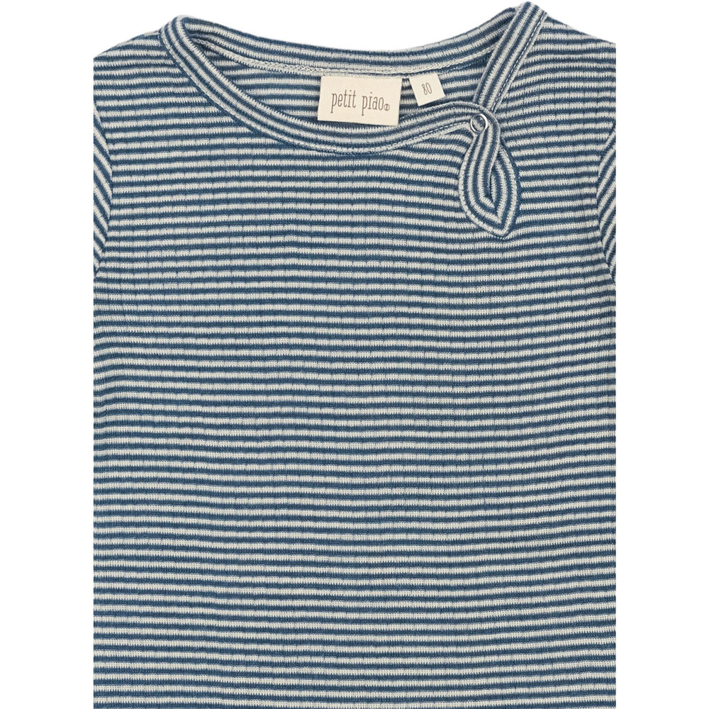 Køb Petit Piao Ensign Blue/dark Off White PPDante Body L/S Merino Uld Striped